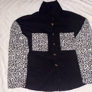 Leopard Print Black Jacket